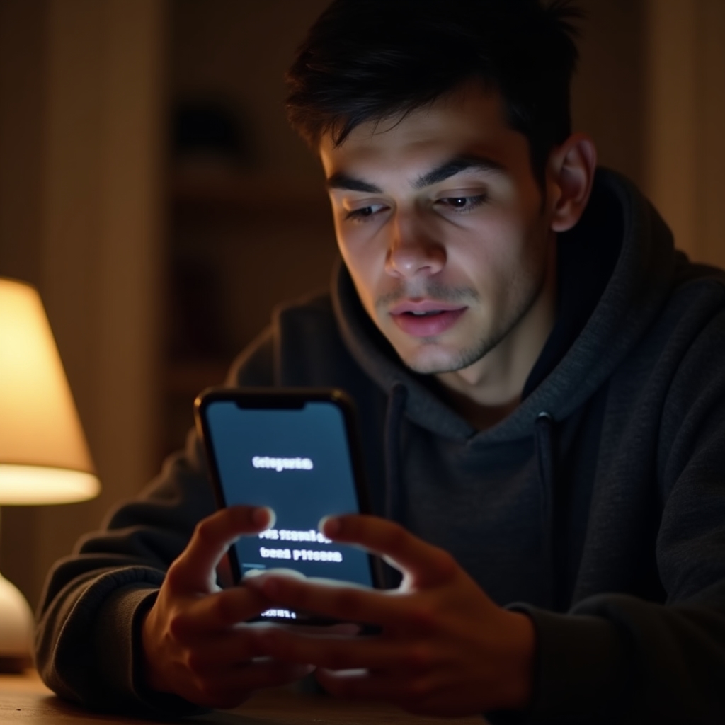 Person configuring a software wallet on a smartphone, focused expression, modern workspace background